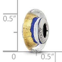 Sterling Silver Reflections Blue Gold Silver Italian Murano Bead view 5