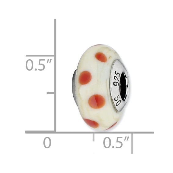 Sterling Silver Reflections Cream w/Red Dots Italian Murano Bead