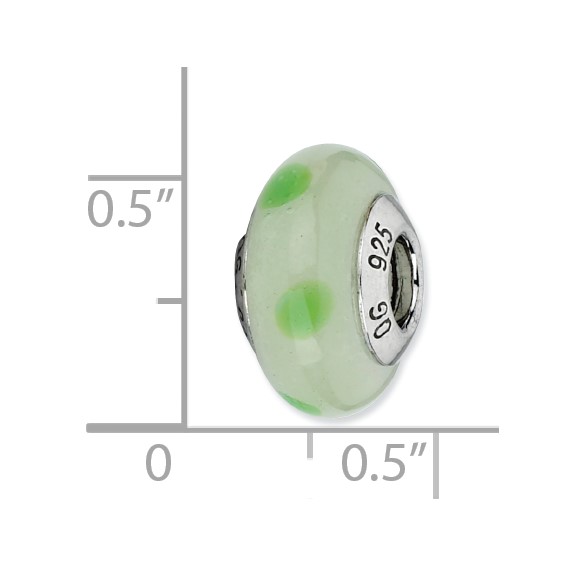 Sterling Silver Reflections Lt Green w/Green Dots Italian Murano Bead