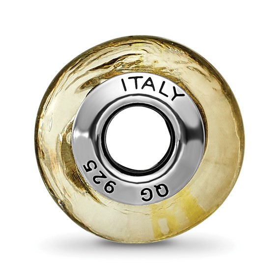 Sterling Silver Reflections Black/Gold Italian Murano Glass Bead