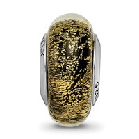 Sterling Silver Reflections Black Gold Italian Murano Glass Bead view 3