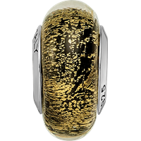 Sterling Silver Reflections Black Gold Italian Murano Glass Bead view 4