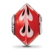 Sterling Silver Reflections Red with Dots Italian Murano Glass Bead view 3
