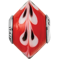 Sterling Silver Reflections Red with Dots Italian Murano Glass Bead view 4