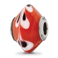 Sterling Silver Reflections Red with Dots Italian Murano Glass Bead view 1