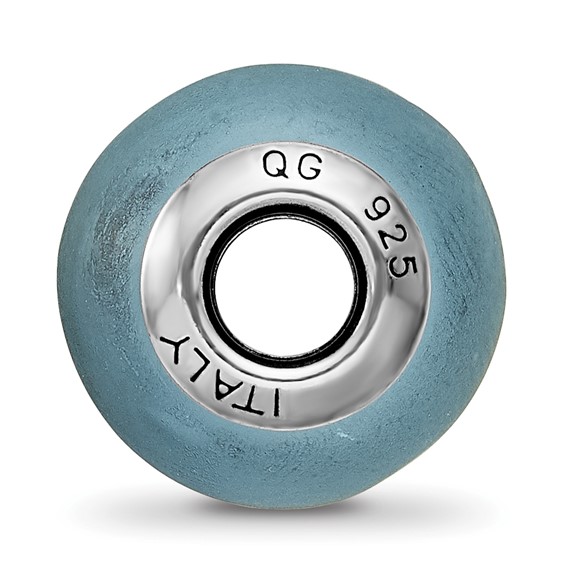 Sterling Silver Reflections Light Blue Matte Italian Murano Bead