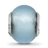 Sterling Silver Reflections Light Blue Matte Italian Murano Bead view 3