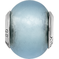Sterling Silver Reflections Light Blue Matte Italian Murano Bead view 4