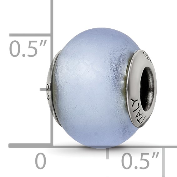 Sterling Silver Reflections Light Blue Matte Italian Murano Bead