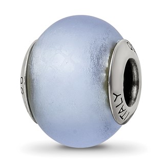 Sterling Silver Reflections Light Blue Matte Italian Murano Bead
