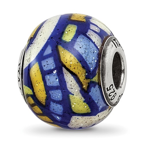 Sterling Silver Reflections Multicolor with Glitter Overlay Glass Bead