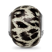 Sterling Silver Reflections White & Black with Glitter Overlay Glass Bead view 3