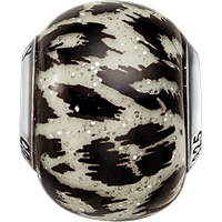Sterling Silver Reflections White & Black with Glitter Overlay Glass Bead view 4