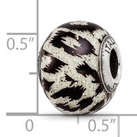 Sterling Silver Reflections White & Black with Glitter Overlay Glass Bead view 5