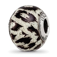 Sterling Silver Reflections White & Black with Glitter Overlay Glass Bead view 1