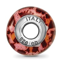 Sterling Silver Reflections Pink & Brown with Glitter Overlay Glass Bead view 2