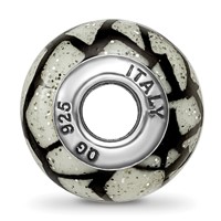 Sterling Silver Reflections White Black with Glitter Overlay Glass Bead view 2
