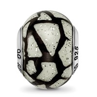 Sterling Silver Reflections White Black with Glitter Overlay Glass Bead view 3