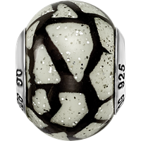 Sterling Silver Reflections White Black with Glitter Overlay Glass Bead view 4
