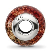 Sterling Silver Reflections Lt Brown Python Glitter Overlay Glass Bead view 2