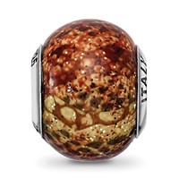 Sterling Silver Reflections Lt Brown Python Glitter Overlay Glass Bead view 3