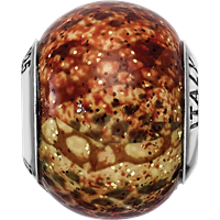 Sterling Silver Reflections Lt Brown Python Glitter Overlay Glass Bead view 4
