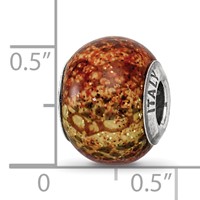 Sterling Silver Reflections Lt Brown Python Glitter Overlay Glass Bead view 5