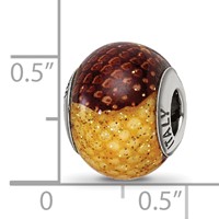Sterling Silver Reflections Brown Yellow Glitter Overlay Glass Bead view 5