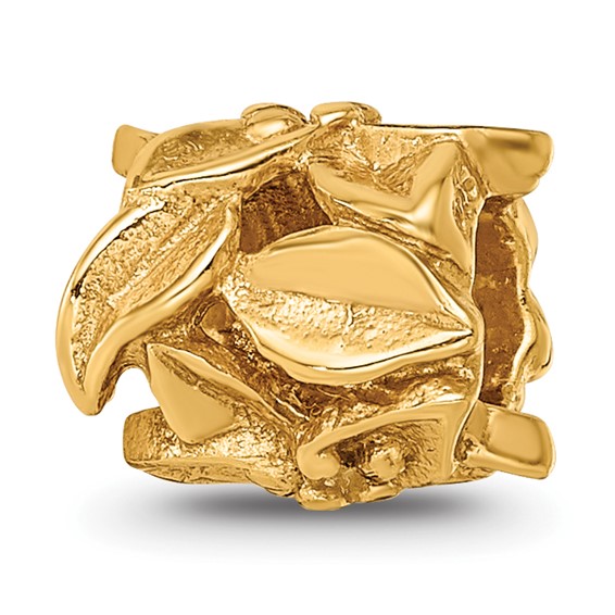 Sterling Silver Gold-plated Reflections Plumeria Floral Bead