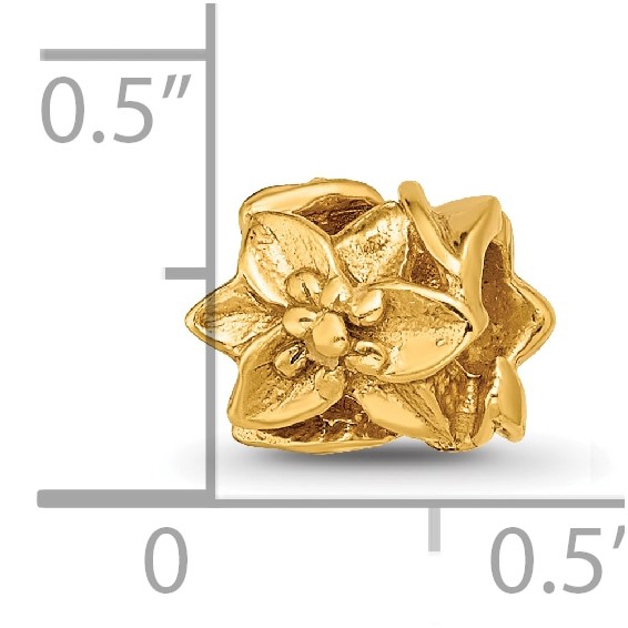 Sterling Silver Gold-plated Reflections Plumeria Floral Bead