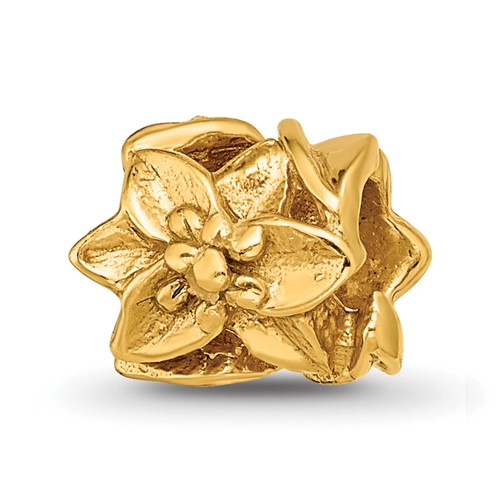 Sterling Silver Gold-plated Reflections Plumeria Floral Bead