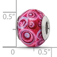 Sterling Silver Reflections Pink & Purple Swirls Overlay Glass Bead view 5