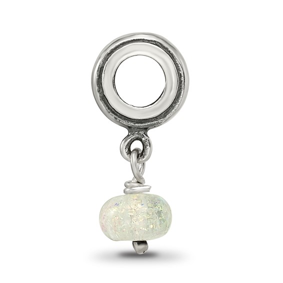 Sterling Silver Reflections Yellow Dichroic Glass Dangle Bead