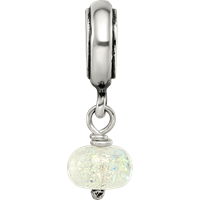 Sterling Silver Reflections Yellow Dichroic Glass Dangle Bead view 3