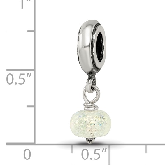 Sterling Silver Reflections Yellow Dichroic Glass Dangle Bead