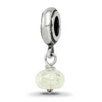 Sterling Silver Reflections Yellow Dichroic Glass Dangle Bead view 1