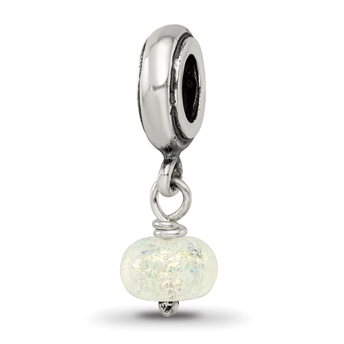 Sterling Silver Reflections Yellow Dichroic Glass Dangle Bead