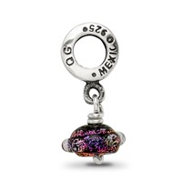 Sterling Silver Reflections Purple Dichroic Glass Dangle Bead view 2