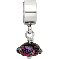 Sterling Silver Reflections Purple Dichroic Glass Dangle Bead view 3
