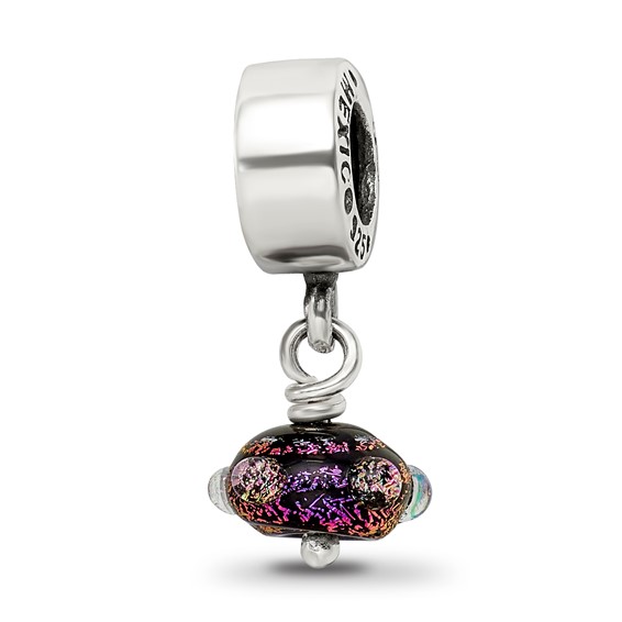 Sterling Silver Reflections Purple Dichroic Glass Dangle Bead