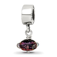 Sterling Silver Reflections Purple Dichroic Glass Dangle Bead view 1