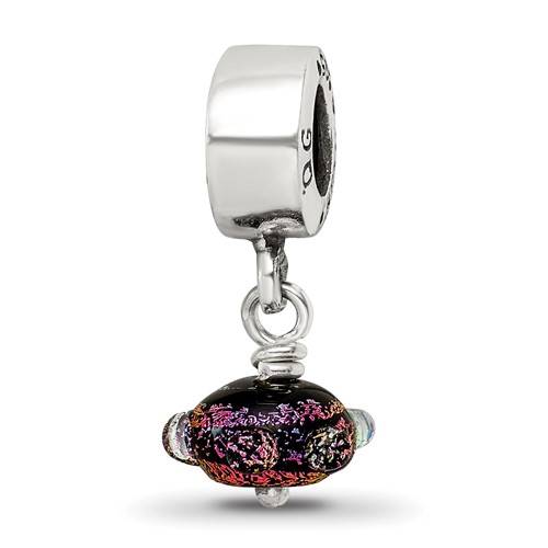 Sterling Silver Reflections Purple Dichroic Glass Dangle Bead
