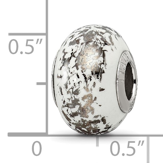 Sterling Silver Reflections White w/Platinum Foil Ceramic Bead