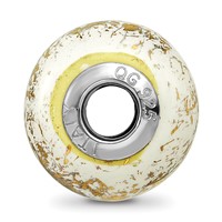 Sterling Silver Reflections White with Gold Foil Ceramic Bead view 2