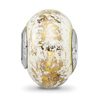 Sterling Silver Reflections White with Gold Foil Ceramic Bead view 5