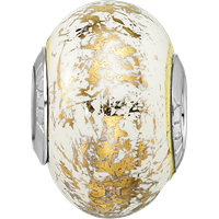 Sterling Silver Reflections White with Gold Foil Ceramic Bead view 3