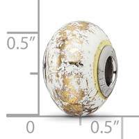 Sterling Silver Reflections White with Gold Foil Ceramic Bead view 4