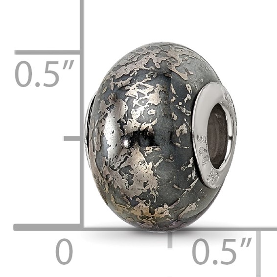 Sterling Silver Reflections Grey w/Platinum Foil Ceramic Bead