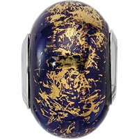Sterling Silver Reflections Dark Blue W Gold Foil Ceramic Bead view 3
