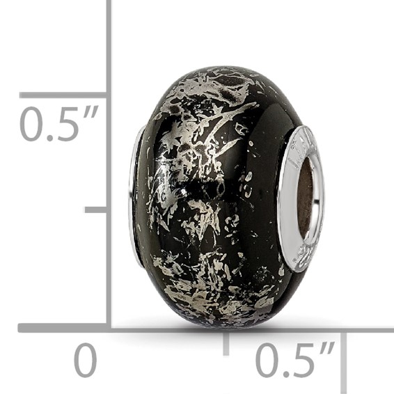 Sterling Silver Reflections Black w/Platinum Foil Ceramic Bead